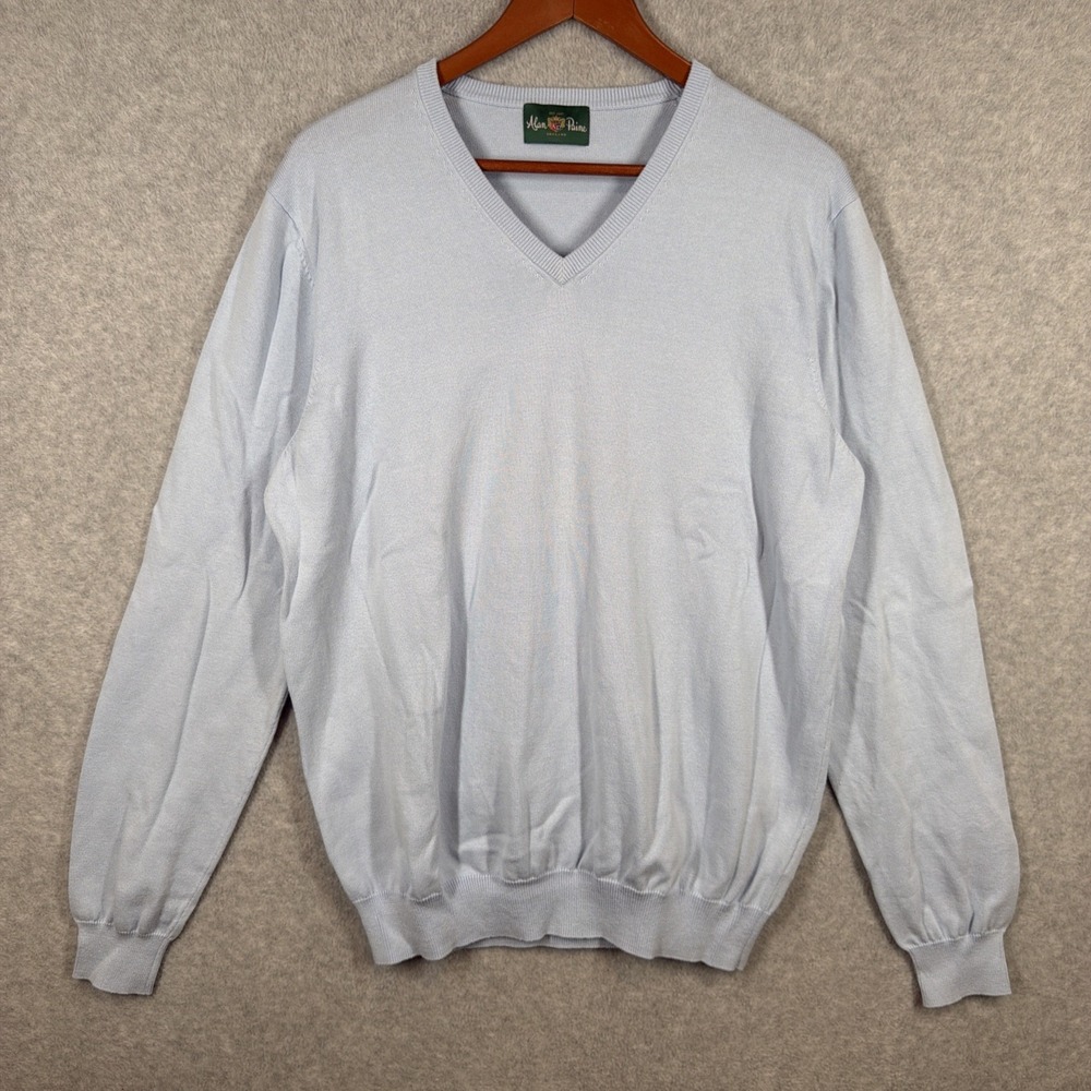 Alan Paine Sky Blue Knit Cotton Sweater Size UK 44 / EUR 52